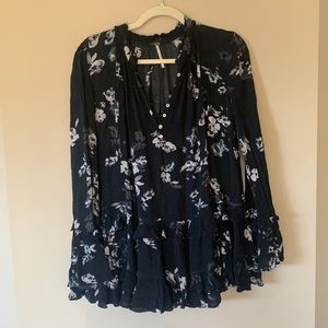 Free People Floral Ruffled Tunic